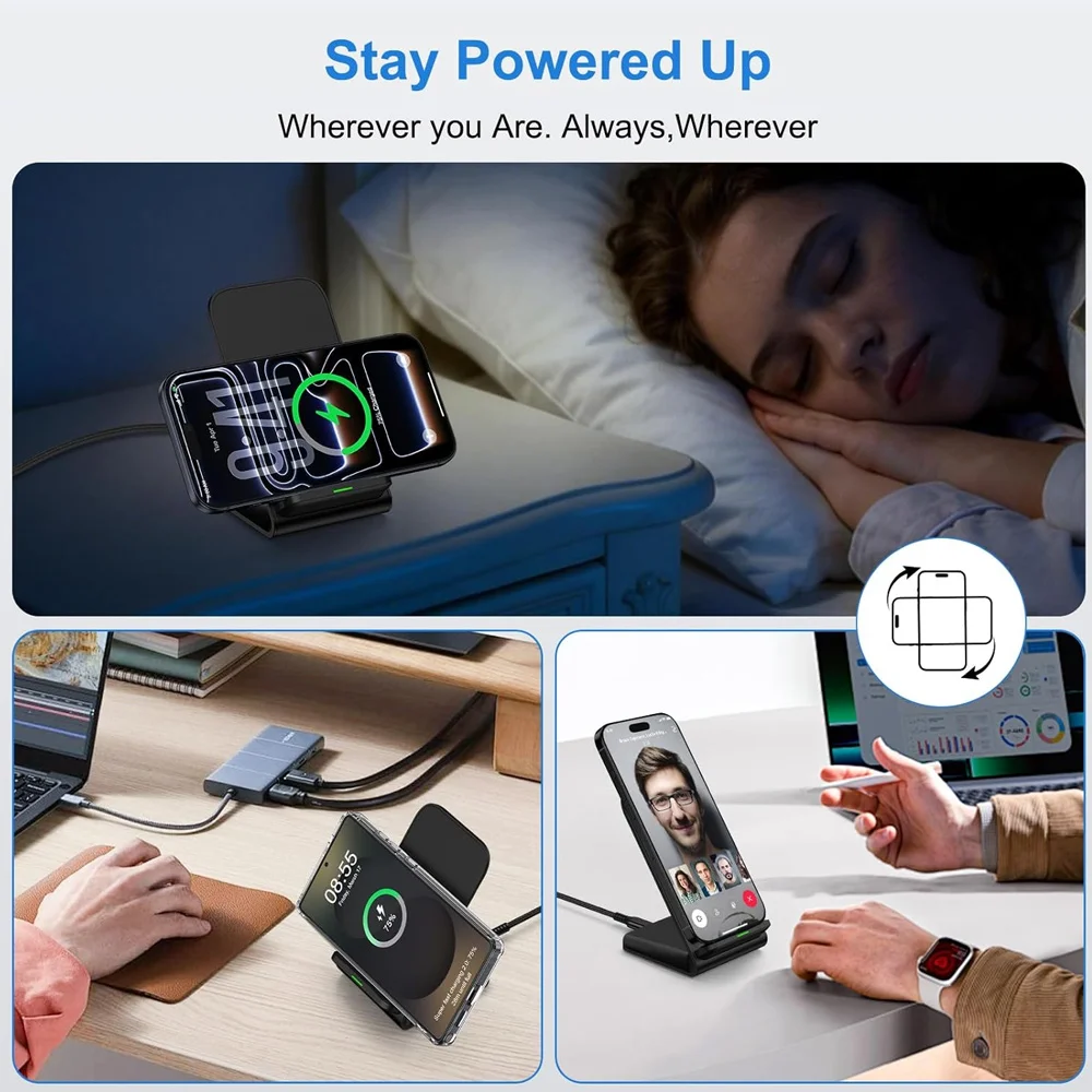 30W Fast Wireless Charger Stand Pad for iPhone 17-11/XR, Samsung Galaxy S25/S26/S21/S20, Xiaomi, Huawei & All Qi-enabled Phones view 6
