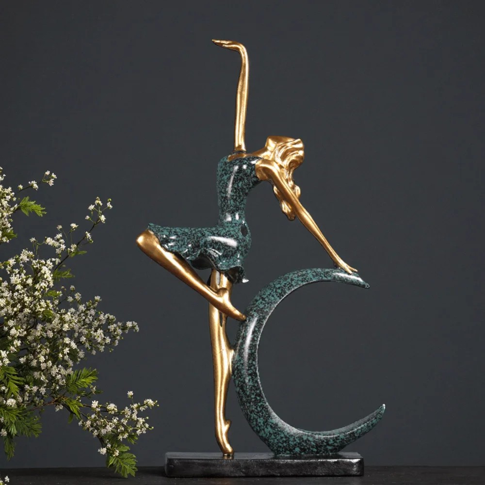 Modern Luxury Moon Goddess Figurine Soft Furnishing Decor for Living Room TV Stand Wine Cabinet Desktop Bedroom Home