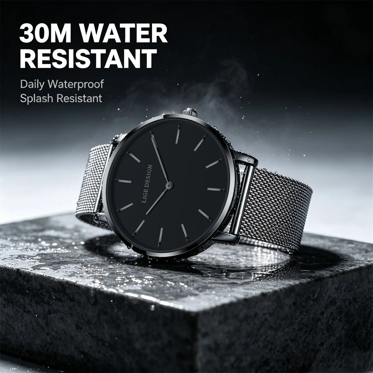 LIGE Luxury Watch For Men Waterproof Bright Stainless Steel Men Watch Casual Quartz Men Watches Male Watch