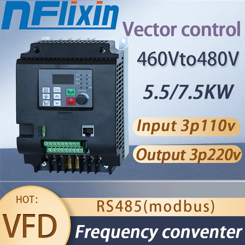 5.5KW/7.5KW VFD 460V-480V Economical Variable Frequency Drive Converter Changer Variator for Motor Speed Control Inverter