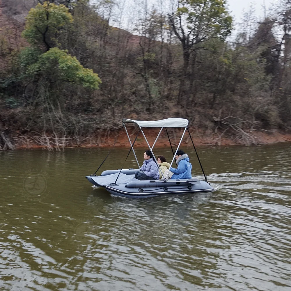Inflatable Catamaran Fishing Boat with Canopy Lightweight Stable Design Factory OEM ODM