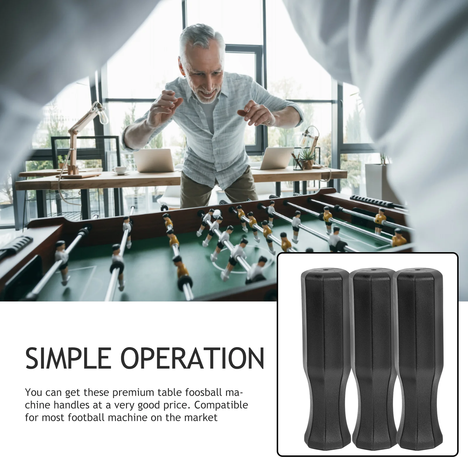 ด้ามจับฟุตบอลโต๊ะ 10 ชิ้น แบบแปดเหลี่ยม ออกแบบตามหลักสรีรศาสตร์ ทนทาน กะทัดรัด ผลิตจากพลาสติก