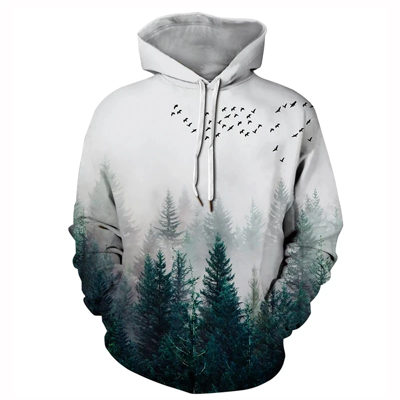 

Forest Landscape Light-colored Hoodie Men Women With The Same Style Hoodie Handsome Spring Autumn Casual Couples Wear Y2k Tops