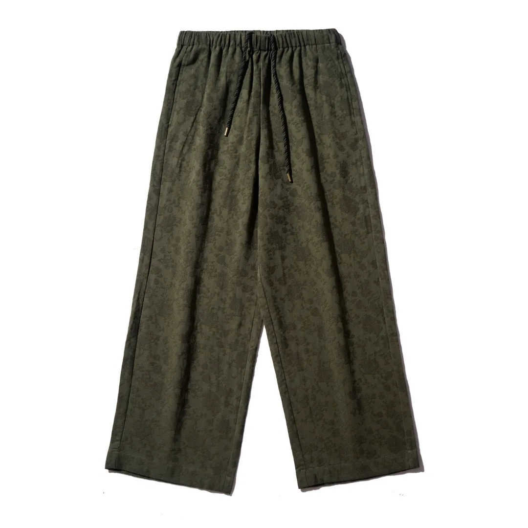 Spring Outfit - Seasonal Jacquard Original Designer Loose Fit Military Green Trendy Casual Straight Pants