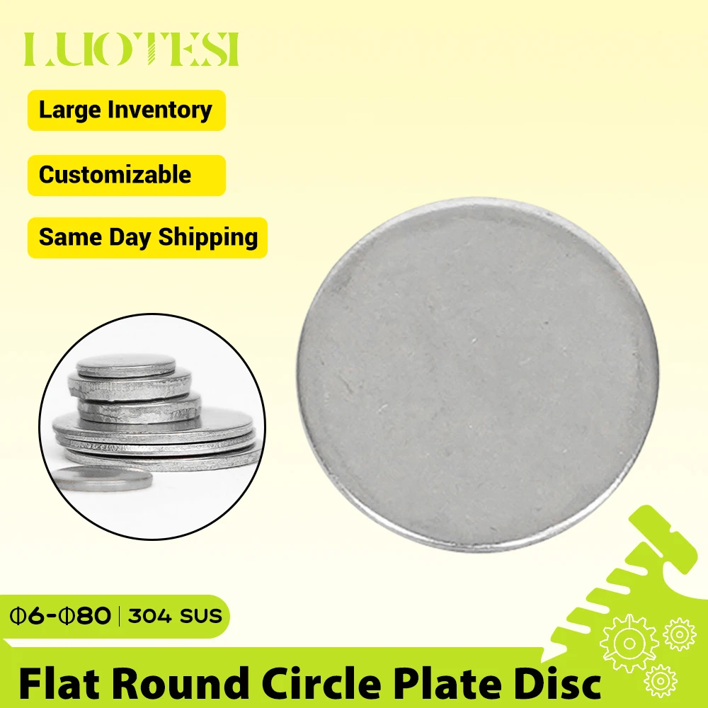 1-20pcs Flat Round Circle Plate Disc 6-80mm 304 Stainless Steel Thickness 1-4mm Metal Plate Circular Sheet Washer Without Hole