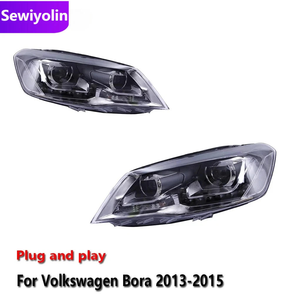 

Автомобильные светодиодные фары DRL в сборе для Volkswagen Bora 2013-2015, противотуманные фары DRL, стоп-сигнал, указатель поворота, Plug and Play