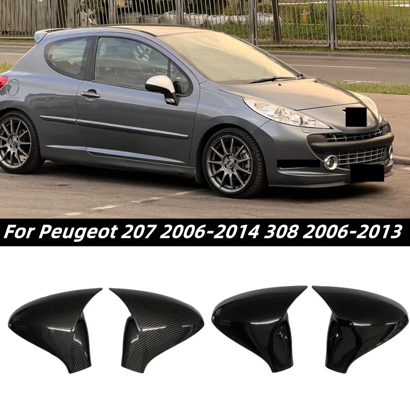 Suit For Peugeot 207 2006-2014 308 2006-2013 Rearview Side Mirror Cover Wing Cap Exterior Door Housing Shell  Sticker