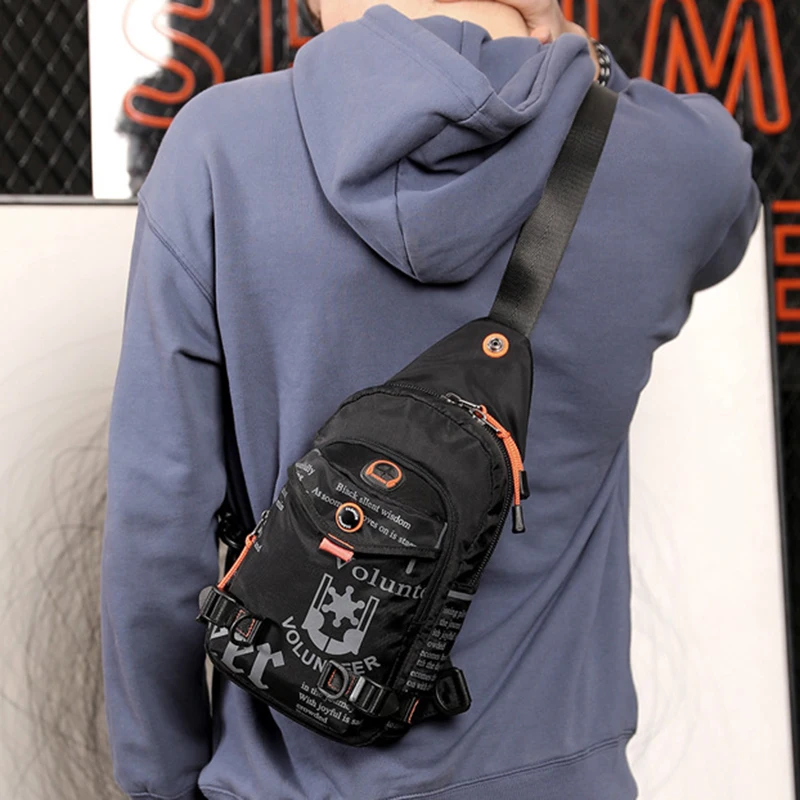 Men Shoulder Cross Body Chest Bag Sling Backpack Small Rucksack Knapsack Nylon Travel Male Messenger Side Bags