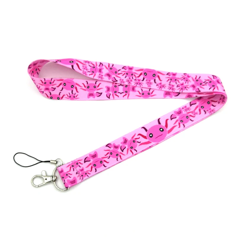 Axolotl Pink Dragon Lanyard Neck Strap Art Anime Fashion Lanyards Bus ID Name Work Card Holder Accessories Decorations Kids Gift