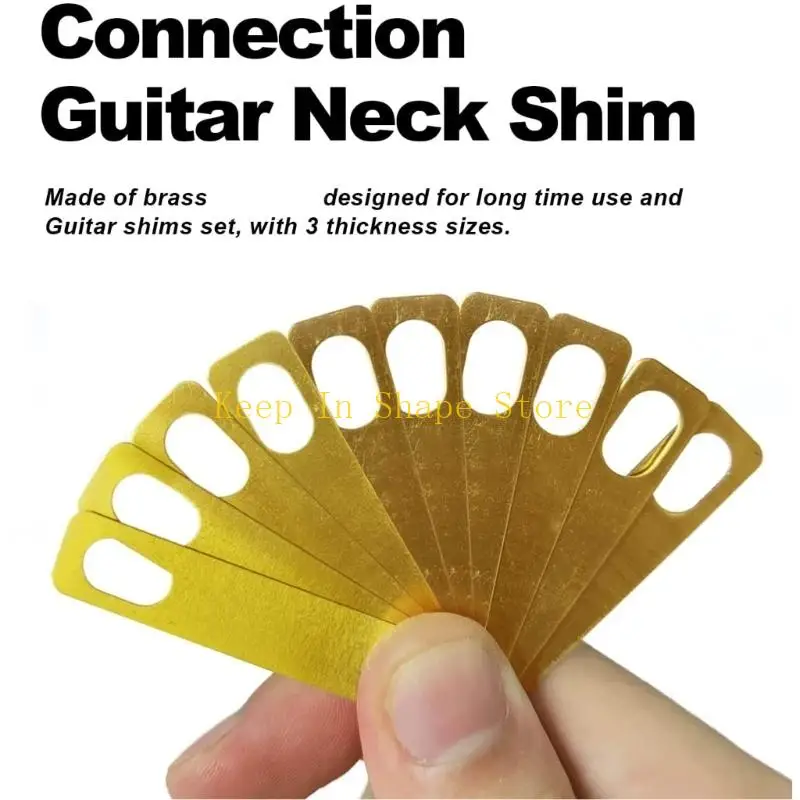 U1JC Electric Guitar Neck Spacer Brass Assortment for Bridge Correction, 10-Piece Neck Pocket Adjuster Pack with Stackable 0.2