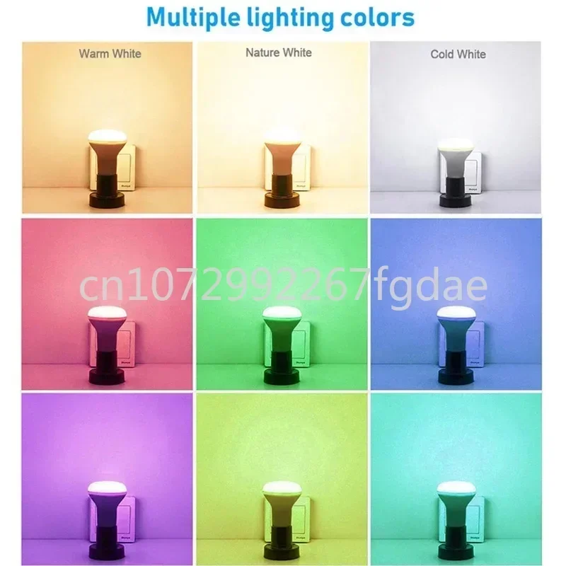 Smart RGB + Lâmpada LED branca quente, R80, Tuya, E27, 15W, Wi-Fi, regulável, funciona com Alexa, Google Home Life