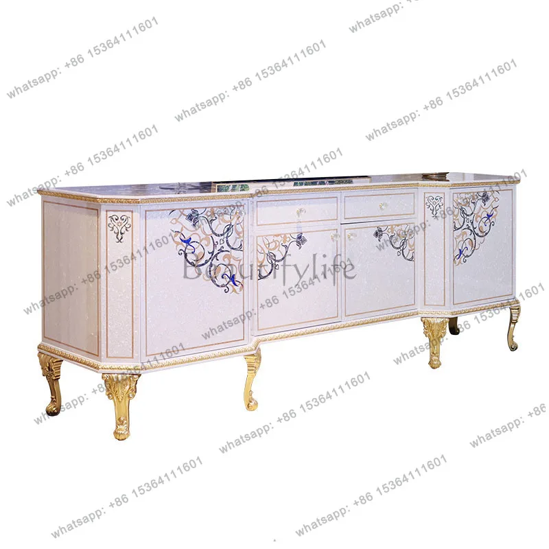 

French luxury mahogany solid wood decorative locker retro living room dining side cabinet