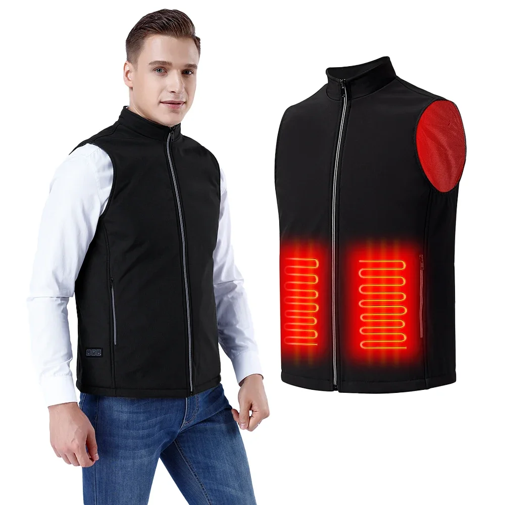 

USB Electric Heated Vest for Men Winter Hiking Vest Heated Jacket Man Warming Heating Vests Thermal Clothing Outdoor Sports Ski