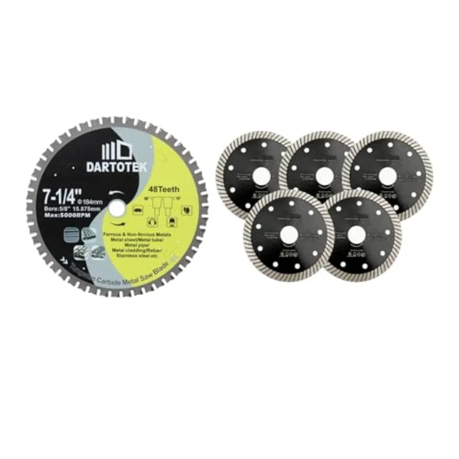 

7-1/4"/184mm Metal Cutting Disc Circular Saw Blade 48T Tungsten Carbide Tipped TCT Cut Off Wheel for Steel Stainless Steel