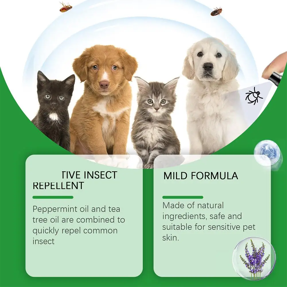 100ml Dog Cat Repel Fleas Mites Pet Cleaning Spray Hair Skin Insect Repellent Spray Pet Insect Repellent Daily Gentle Care Agent - view 6