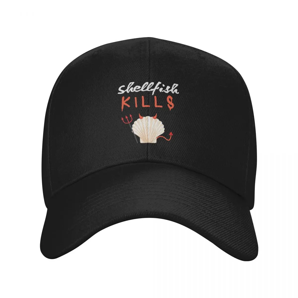 

Shellfish Kills Funny Allergy seafood devil shirt Baseball Cap Rave Custom Cap funny hat Men Hats Women's