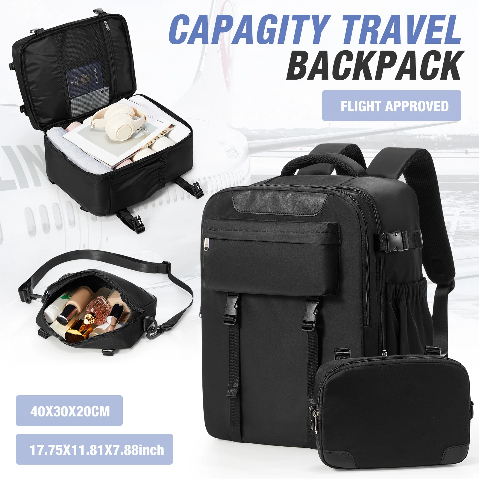 Wizzair المقصورة الأمتعة 40x30x20 اليد الأمتعة حقيبة السفر Ryanair حمل على الرجال النساء 15.6 بوصة حقائب الكمبيوتر المحمول جلب حقيبة صغيرة #1