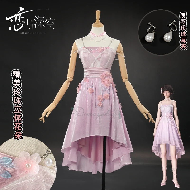 

Game Love And Deepspace Cosplay disfraz Spring Flowers disfraz Women Girls Pink Dress Role Play Outfit Halloween Carnival Party