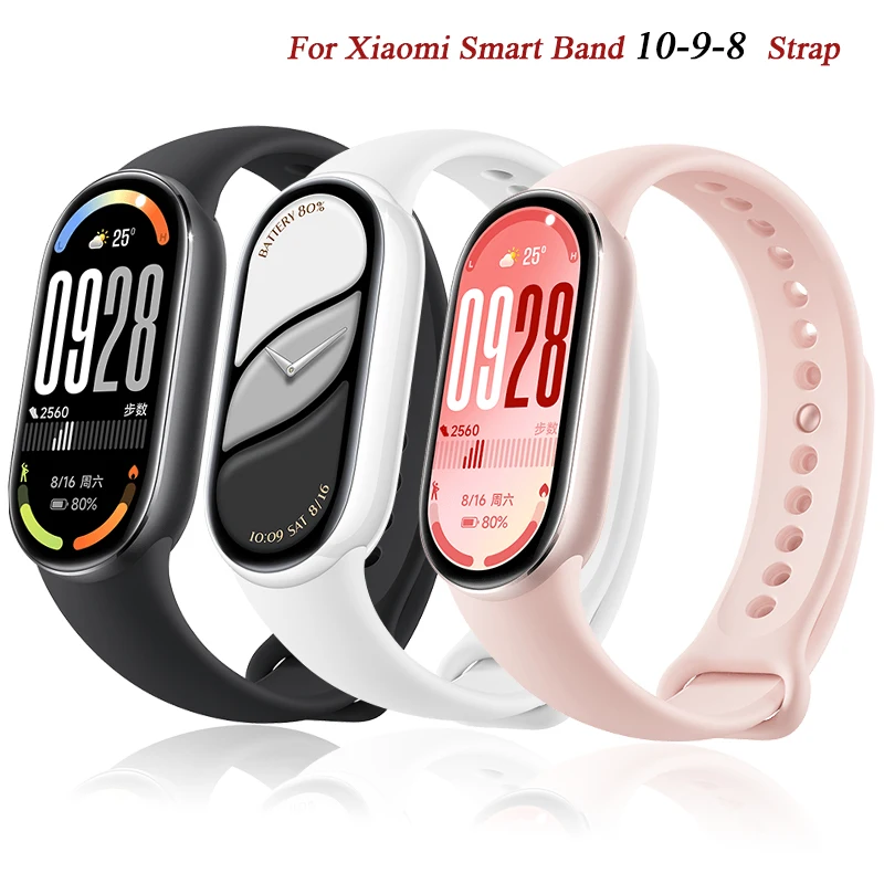 Silicone Strap for Xiaomi Mi Band 10 9 8 Strap NFC Sport Rubber Bracelet pulseira Correas Xiaomi Smart Band 10 9 8 Accessories