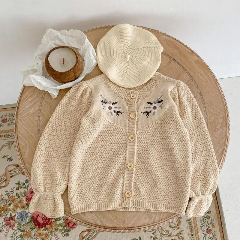 

Fahion Baby Girl Princess Cotton Floral Embroidery Knit Cardigan Infant Toddler Sweater Outwear Spring Autumn Baby Clothes 6M-2Y