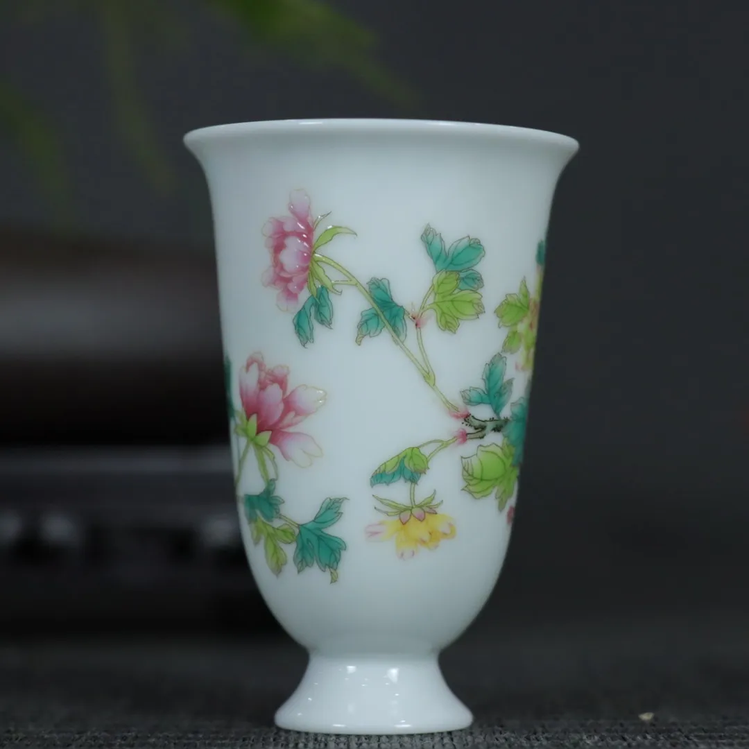 

Jingdezhen Ceramic Crafts Goblet Pastel Painted Tea Set Cup Single Fragrance