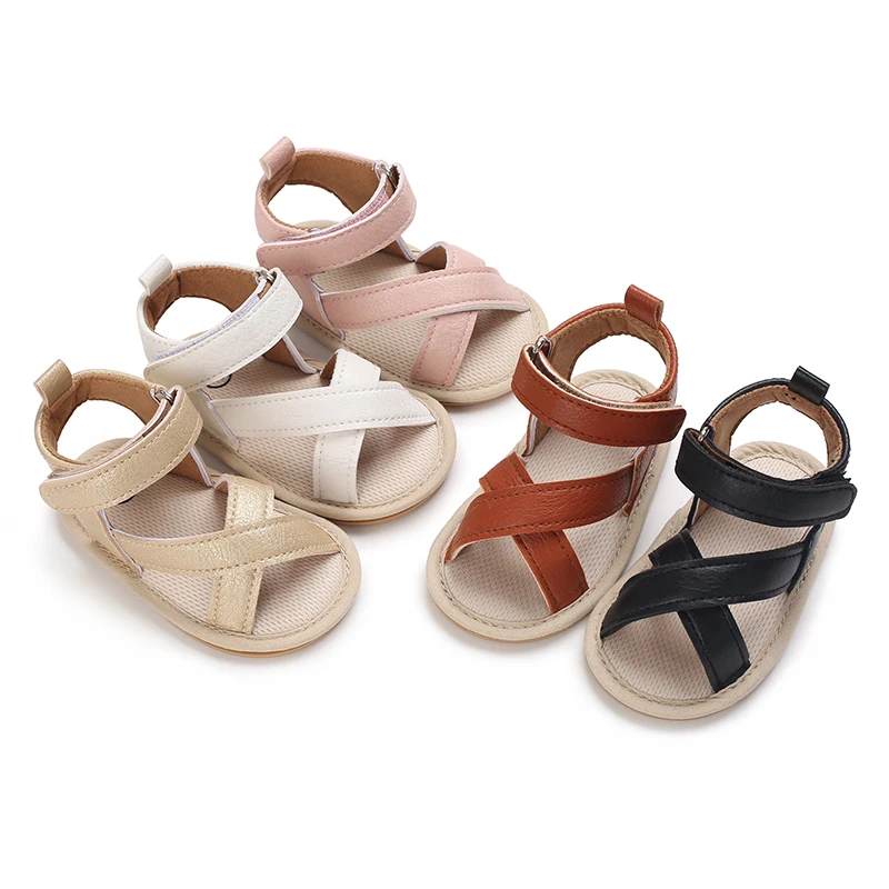 

Baby Girl Summer Sandals 0-18M Crossover PU Rubber Sole First Walker Casual Comfortable Fashion Newborn
