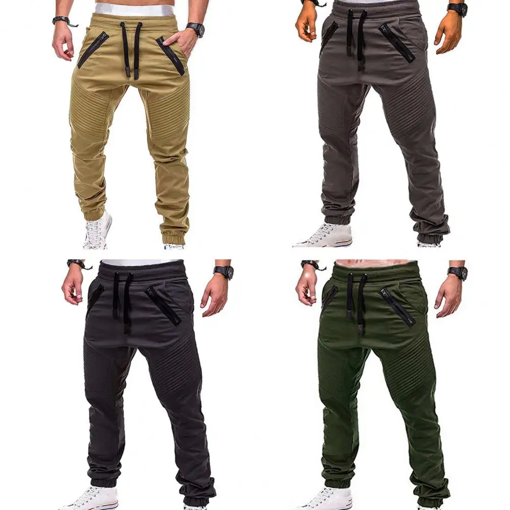 Stylowe spodnie Sportowe, jednokolorowe, poliestrowe, jednokolorowe spodnie wiązane w kostce, przyjazne dla skóry