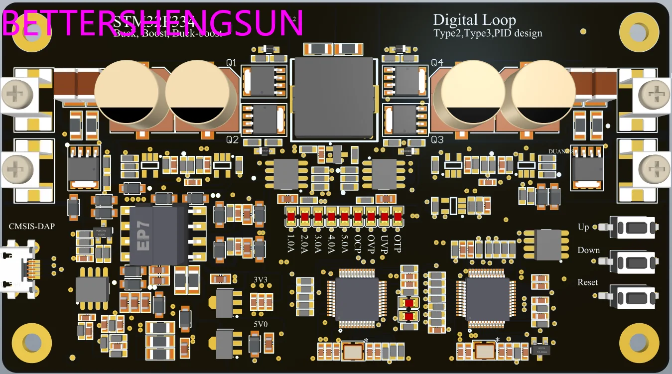 

STM32F334 bidirectional elevating voltage digital power supply development board