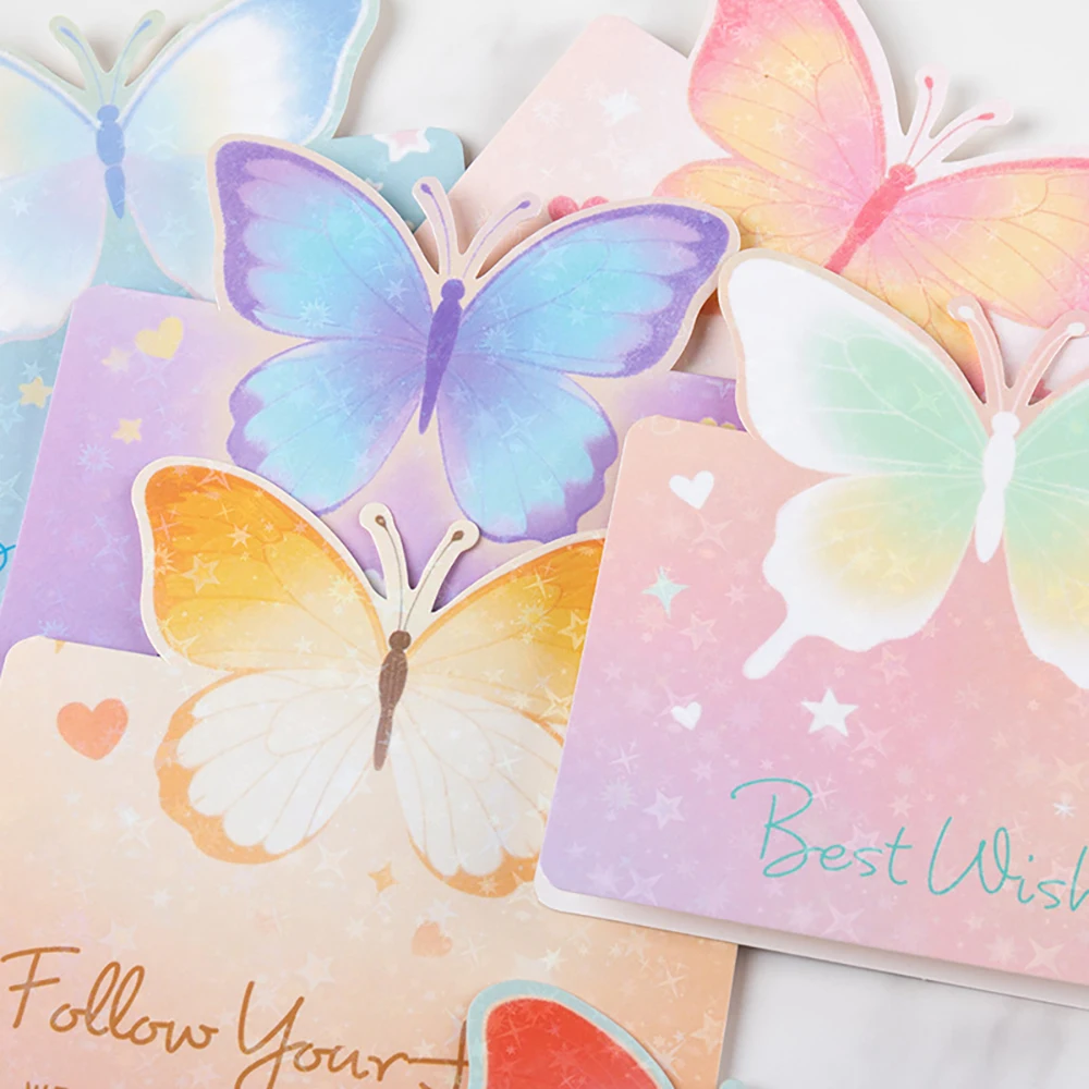 6 قطع من بطاقات المعايدة ثلاثية الأبعاد على شكل فراشة، بطاقة تغليف هدايا نعمة إبداعية لمتجر الزهور #3