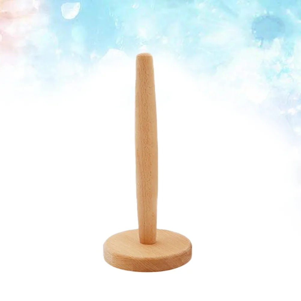 

Beech Wood Tissue Holder 12*12*32Cm Thickened Base Detachable Rust Proof Non Toxic Paper Towel Stand Countertop Bathroom