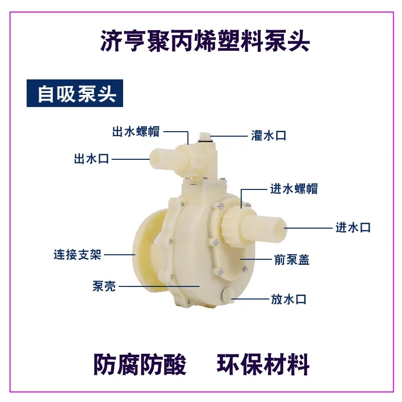 FS102 FS103 Corrosion Resistant Plastic Chemical Pump Head Self-Priming Acid Alkali Seawater Centrifugal Pump Housing
