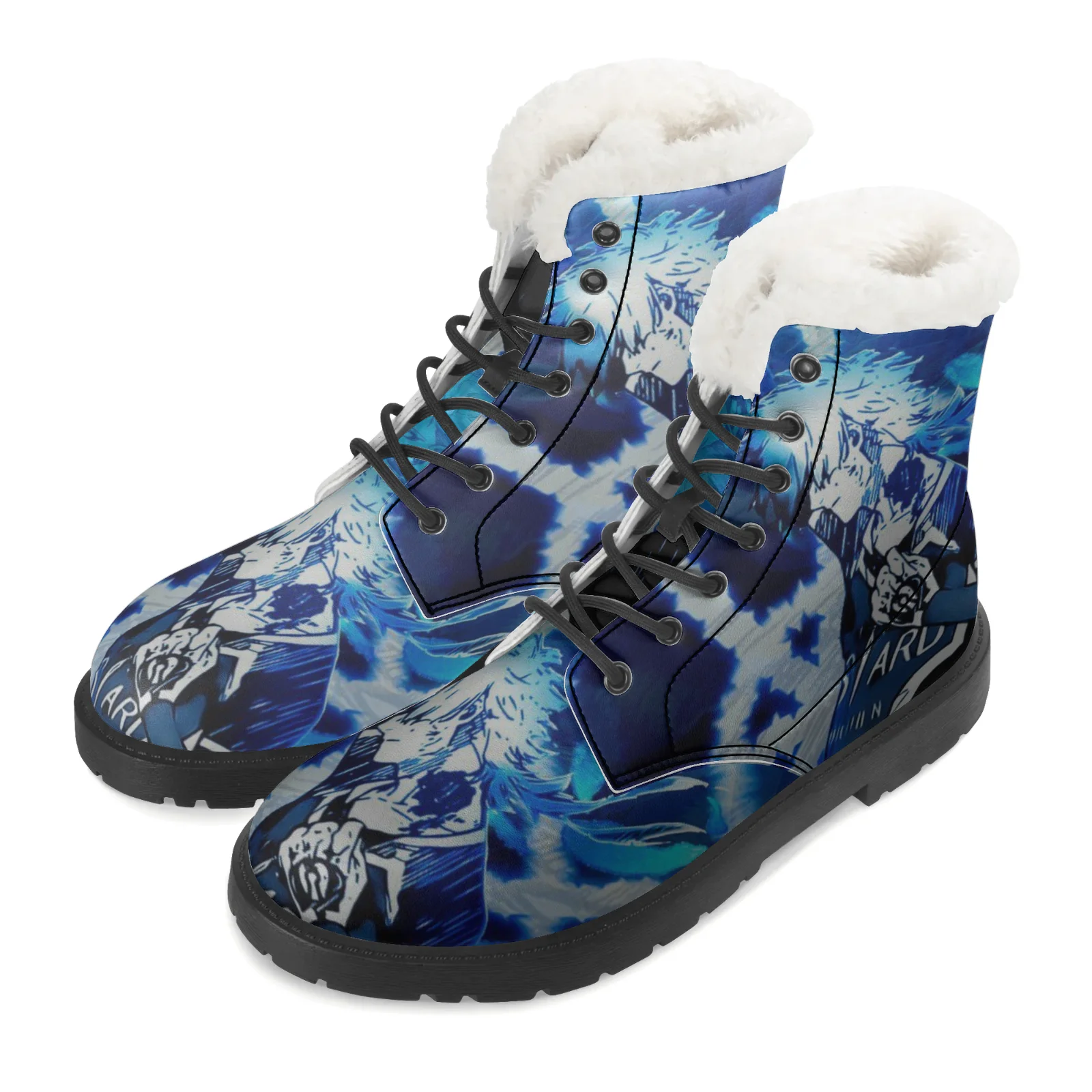 Anime Blue Lock Plush Boots Warm Snow Boots for Men Women Winter Outside Footwear Non-slip High Top Boots Size EU35-48