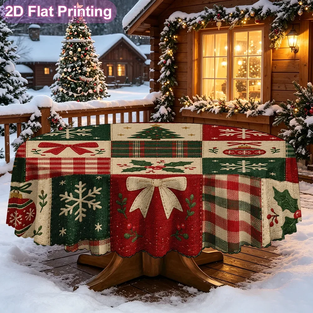 tablecloth, colorful Christmas splicing table mat, round polyester tablecloth, spring and summer tablecloth decoration