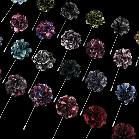 Men's Handmade Fabric Brooches Rose Floral Lapel Pin Matching Suit Shirt Clothes Accessory Fit Wedding Party Bussiness Gift