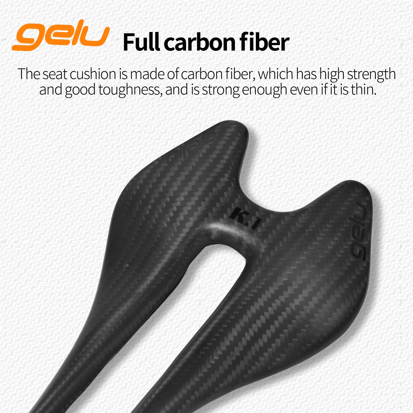 Gelu Carbon Fiber Road Saddle Ultralight 54g Ergonomically Designed Full Carbon Double-Track Hollow Breathable Bike Seat Cushion