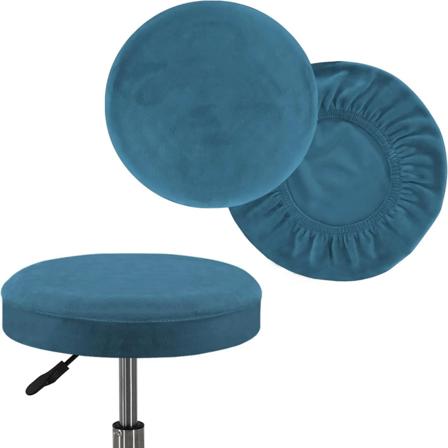 

Stretch Bar Stool Covers Round Stool Covers with Elastic Bands Velvet Bar Stool Seat Covers Slipcover Washable