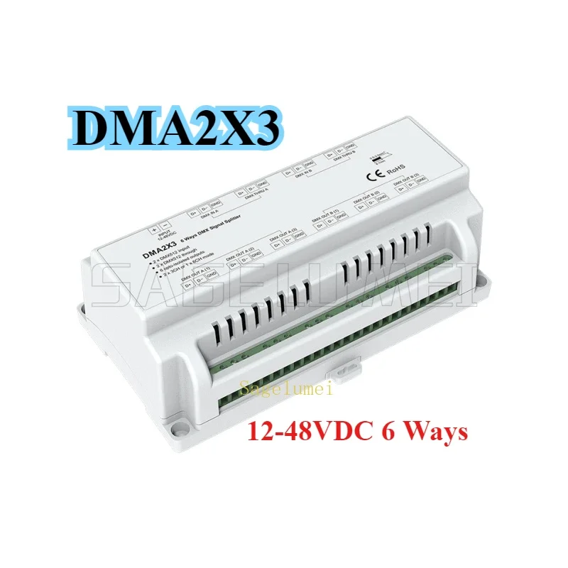 DC12-36V DMX Signal Splitter DMA2X3 6 Ways DA DA-L 2 Channel for LED Strip DMX512 Signal Amplifier Signal Repeater DMA 4 Channel