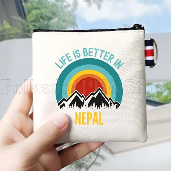 نيبال العلم خريطة بوذا عيون النيبالية الوطنية هدية قماش محفظة نسائية للعملات المعدنية حقيبة صغيرة مربع مفتاح تخزين حافظة للبطاقات القطن المحفظة الحقيبة