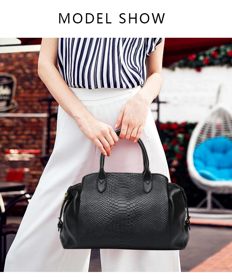 Aidrani Fashion Damenhandtasche aus Rindsleder, große Kapazität, vielseitige Umhängetasche mit Schlangenmuster für stilvolle Aufbewahrung. – Detail 1