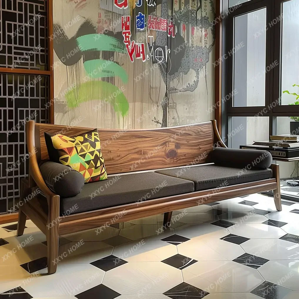 AA Black Walnut Ash Wood Zen Arhat Bed Homestay Office Villa Reception Beauty Concubine Bed