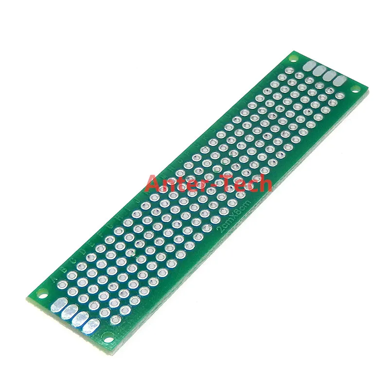 Prototype PCB universel double face pour Ardu37, carte de circuit imprimé, Spray TiBlue, vert, rouge, 2x8cm, 20x80mm, 5 pièces