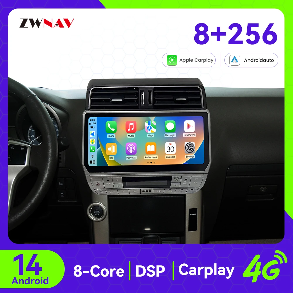 

Android 13 CarPlay 12,3-дюймовый экран для Toyota Land Cruiser Prado 2010-2017, автомобильный радиоприемник, GPS-навигация, мультимедийный плеер, головное устройство