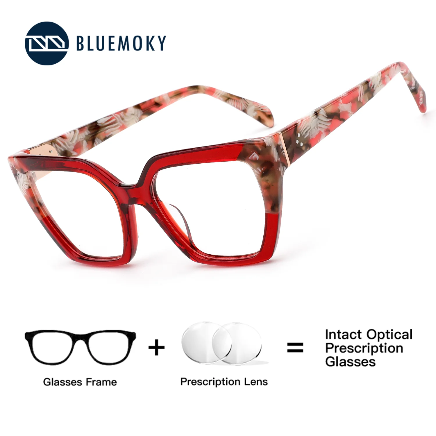 BLUEMOKY Popular Acetate Butterfly Progressive Multifocal Glasses Women Blue Light Blocking Photochromic Prescription Lenses