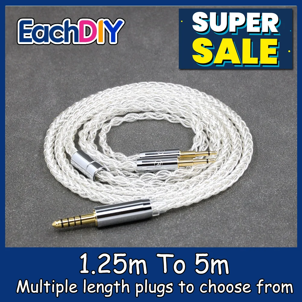 สายหูฟังโทรศัพท์แพลเลเดียมสีเงินบริสุทธิ์99% 7N 8แกนสำหรับ sivga Phoenix SV021 oriole pii Apollo aiva ขนาด2.5มม. LN008393คู่