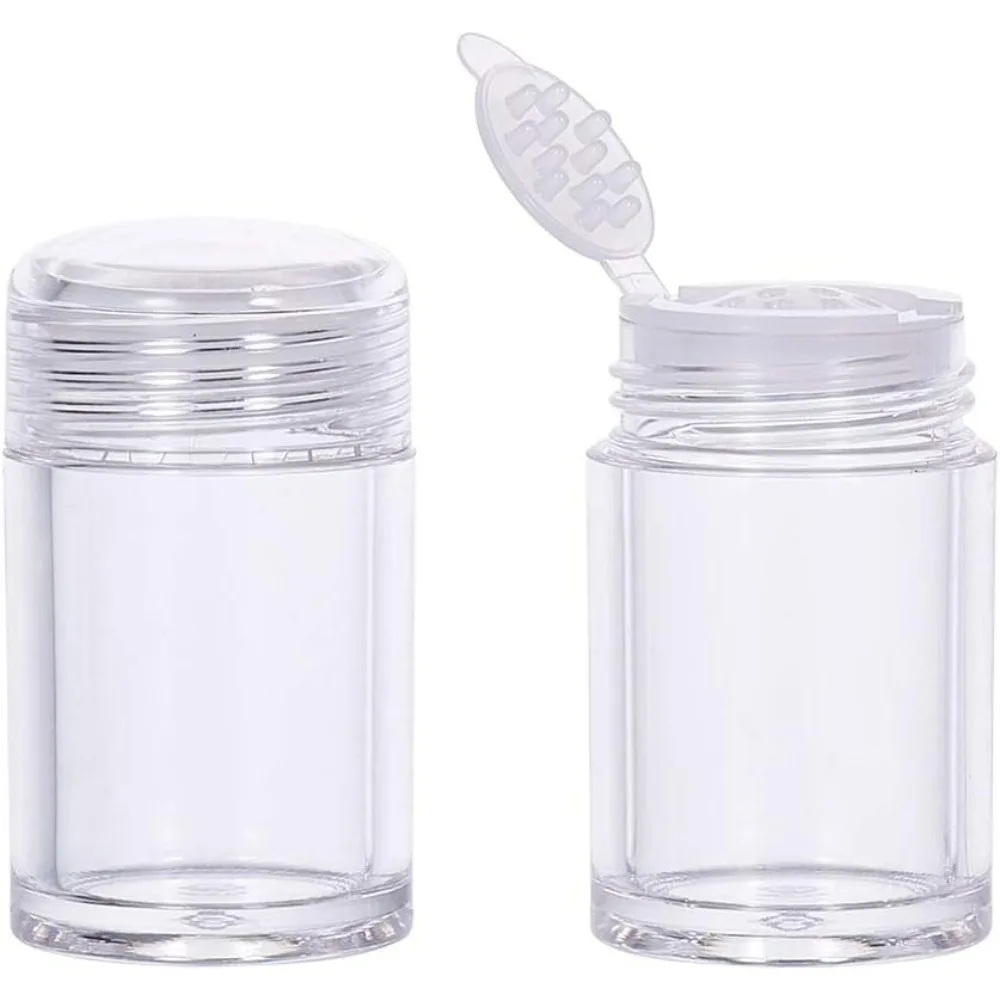 12Packs 10ml/0.34oz Small Plastic Loose Powder Bottle Jars Glitter Containers with Sifter Cleaning Brush Funnel and Droppers