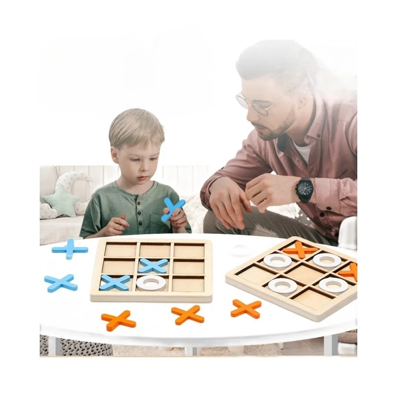 Parent-Child Interactive Board Game XO Wooden Chess Adult Social Board Game Jingzi Chess Children Puzzle Toy Gift