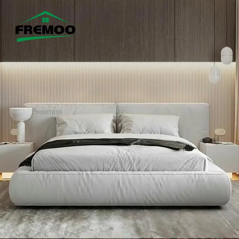 Italian Style Bedroom Set Furniture Matrimonial Double Bed For Home Bedroom Apartment Large Headboard In Ivory Simplicity