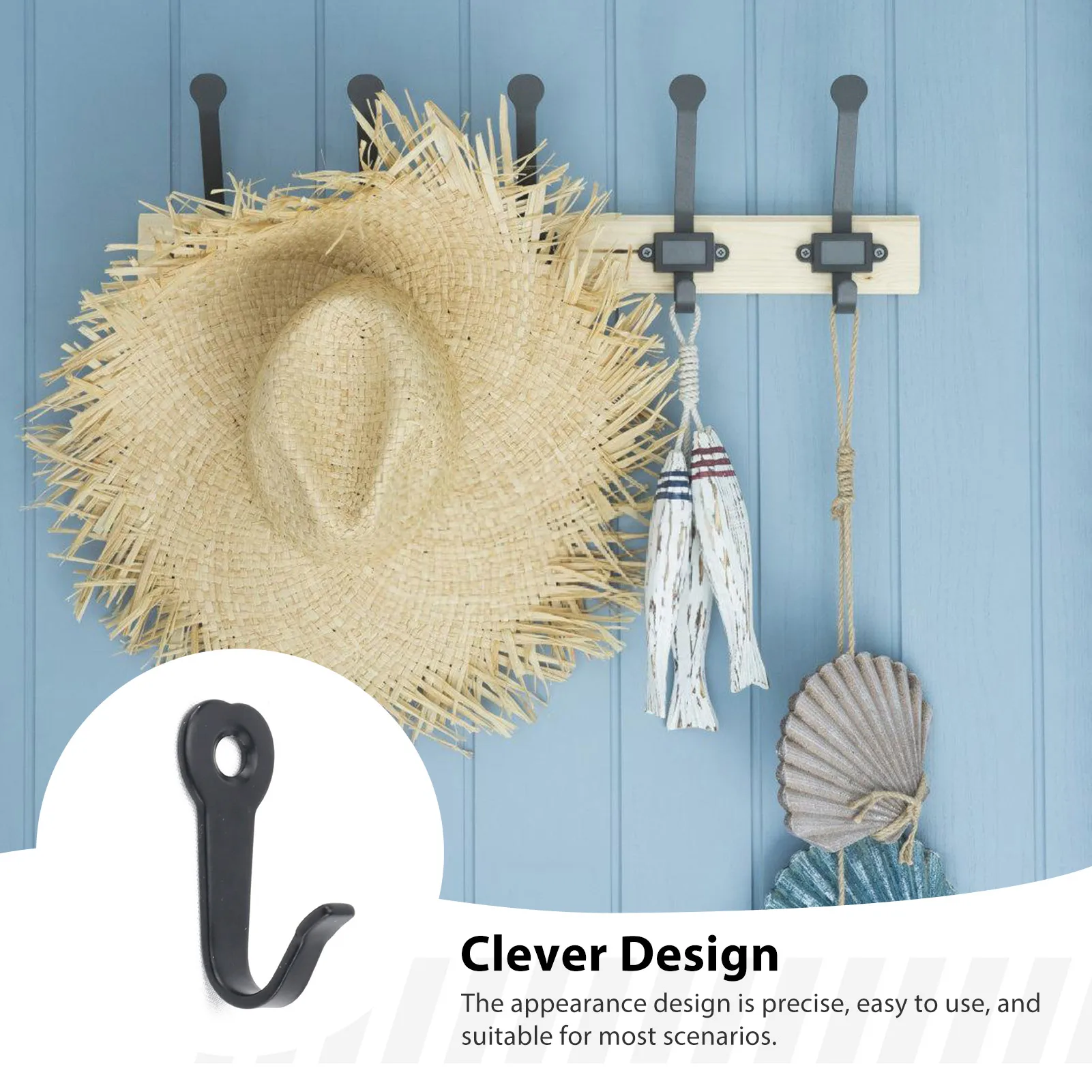 Metal Wall Hanger Heavy Duty Coat Hook for Entryway Bedroom Closet Organizer Black Iron Hat Rack Durable Home Hardware