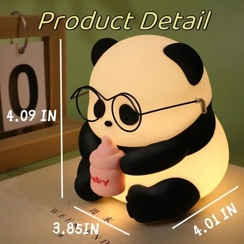 Cute Silicone Panda Night Lights, Rechargeable LED Animal Decor Night Lights Kawaii for Birthday Gifts/Sleep, Christmas Lights