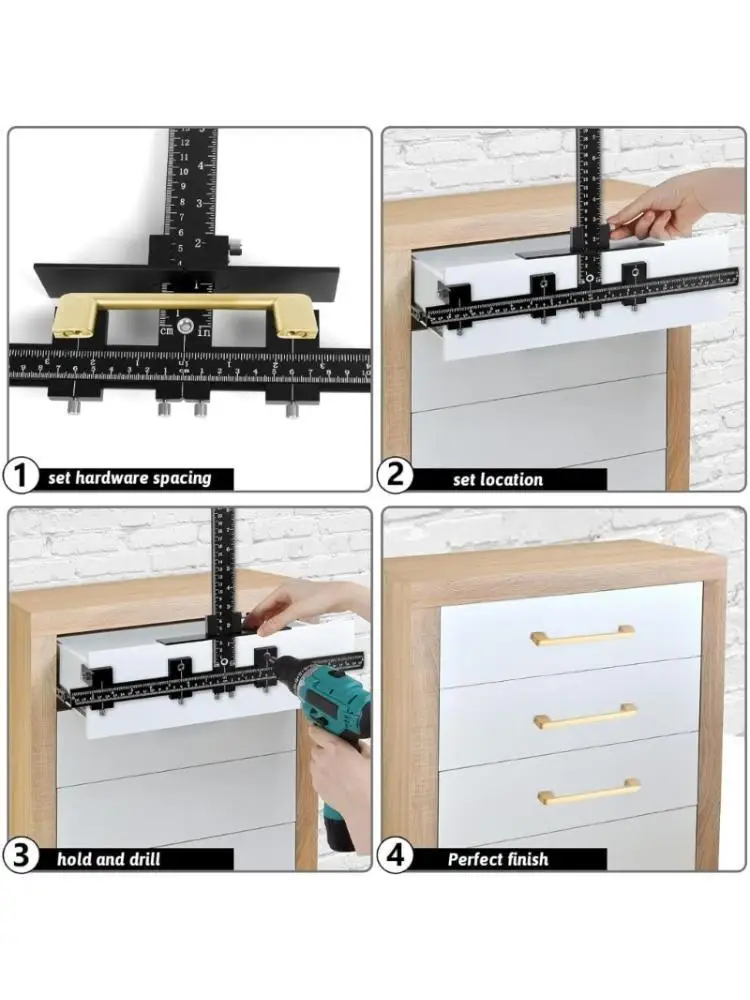 652F Cabinet Hardware Jigs Set Woodworking Drawer Door Handle Jigs Adjustable Tool